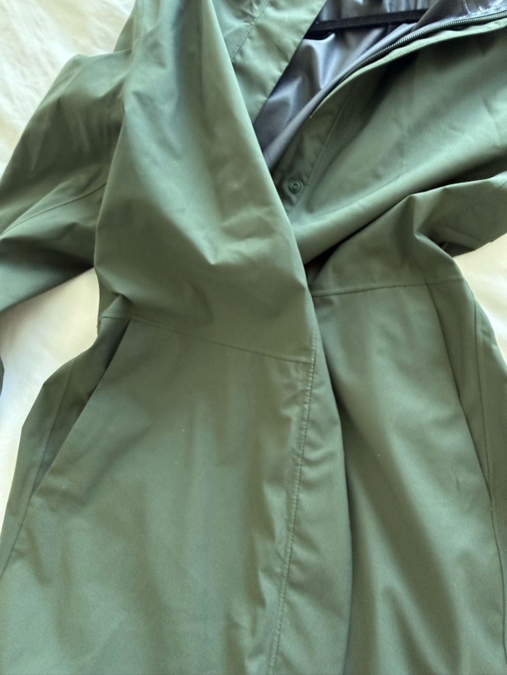 Uniqlo Olive Green Hooded Trench Coat - Picture 4 of 5